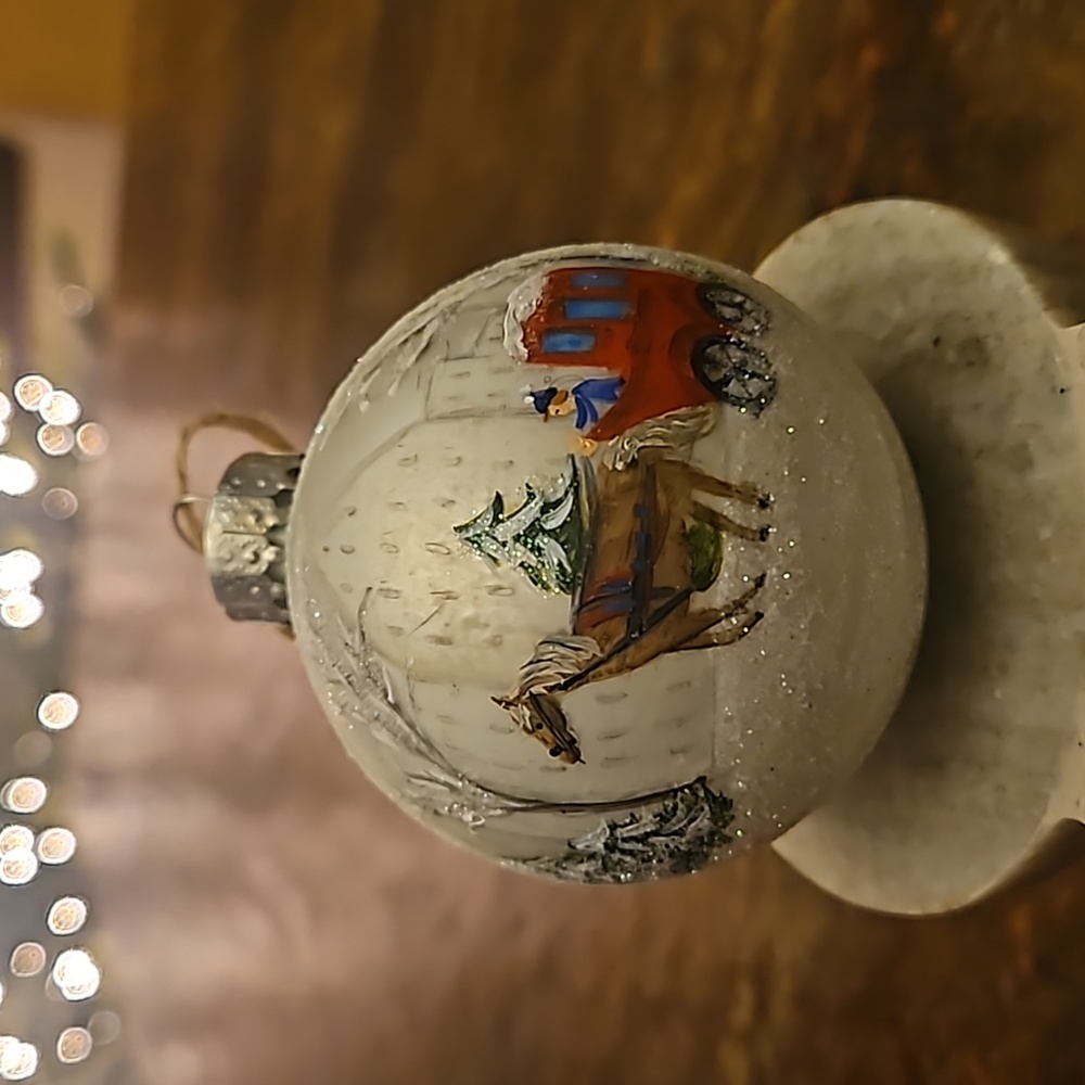 Hand painted New York City, Central Park, horse and carriage glass ornament